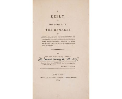 NO RESERVE Madness of King George III.-  Reply to the Author of the Remarks on a letter relative to the late petitions to par