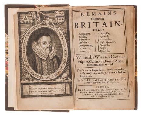 Britain.- Camden (William) Remains Concerning Britain, engraved portrait frontispiece, occasional marginal ink markings and n