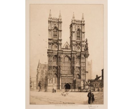 London.- Burrows (Edward J.) Westminster Portfolio (The), 9 original etchings, signed in pencil by the artist, tissue guards,