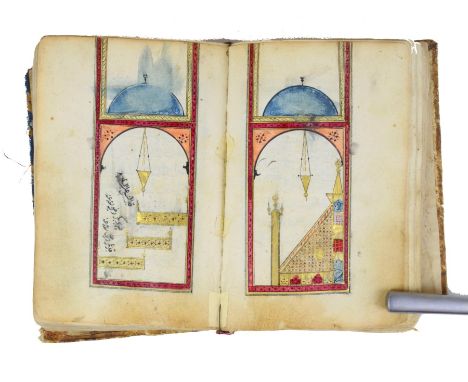 18/19th Century hand written manuscript enameld with gold Illumination in its original binding.Dimensions 11 by 16 cm. The ma