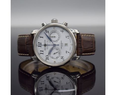 ZEPPELIN Herrenarmbanduhr mit Chronograph,  Deutschland um 2009, Handaufzug, Ref. LZ 127, beids. vergl. Edelstahlgeh., Boden 