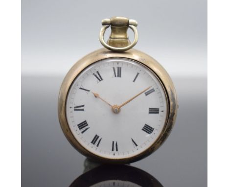 2 englische Taschenuhren in Silber,  England um 1860 - 1890, 1.) Spindeltaschenuhr im dopp. Geh., Emailzifferbl. m. röm. Zahl