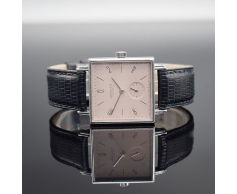 NOMOS Tetra Armbanduhr in Edelstahl,  Deutschland um 2005, Handaufzug, beids. vergl. Geh., Boden 4-fach verschr., Zifferbl. i