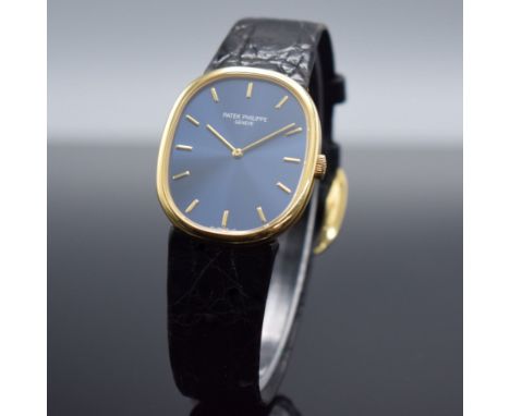 PATEK PHILIPPE Ellipse d´Or Armbanduhr in GG 750/000 Referenz 3848,  Schweiz um 1980, Handaufzug, ovales, 3-tlg. Geh., Boden 