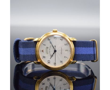 MAURICE LACROIX Herrenarmbanduhr,  Schweiz um 1990, Automatik, Ref. 09329, verg. Geh., Stahlboden aufgedr., silb. guill. Ziff