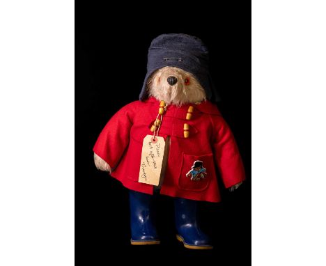 A vintage Paddington Bear with Dunlop wellingtons.