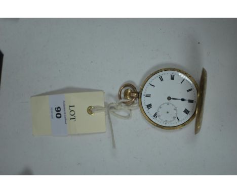 9ct yellow gold hunter pocket watch, with engraved feather scrolls, presentation inscription to metal dust cover, 77.4g gross