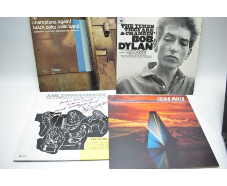 LP records, to include: Brass Band; Bob Dylan; and others.