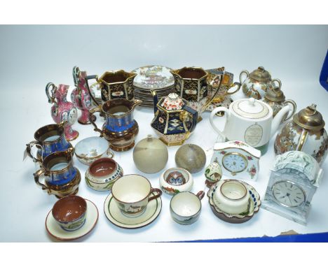 A miscellaneous ceramic lot, including: Royal Crown Derby Imari pattern dish; copper lustreware; Japanese eggshell china; Tor