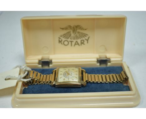 Rotary: an early 1950's Gentleman's 9ct gold cased wristwatch, with square arabic and arrowhead dial, the 17 jewel movement s