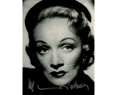 DIETRICH MARLENE: (1901-1992) German-American Actress and Singer. Signed 7 x 9 photograph of Dietrich in a close up classic p