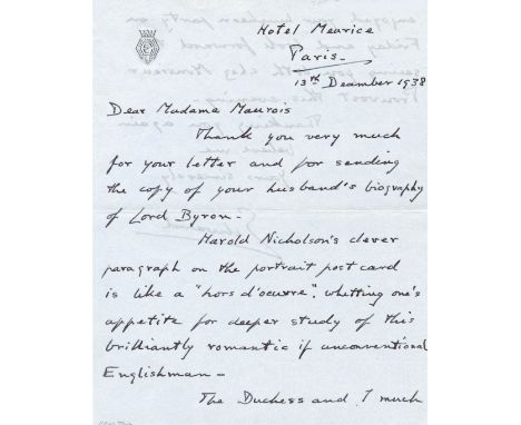 EDWARD VIII: (1894-1972) King of the United Kingdom January - December 1936. Later Duke of Windsor. An excellent A.L.S., Edwa