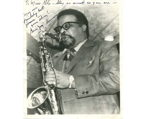 AMMONS GENE: (1925-1974) American Jazz Tenor Saxophonist. Signed and inscribed 8 x 10 photograph of Ammons in a half-length p