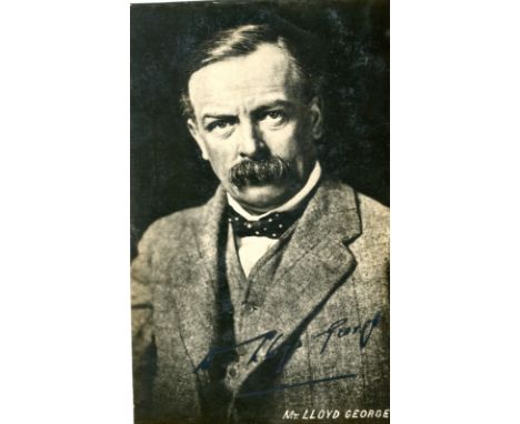 LLOYD GEORGE DAVID: (1863-1945) British Prime Minister 1916-22. Vintage signed postcard photograph of Lloyd George in a forma