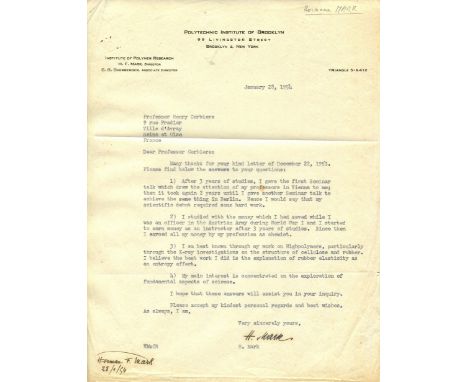 MARK HERMAN F.: (1895-1992) Austrian-American Chemist, recognised for his contributions to the development of polymer science