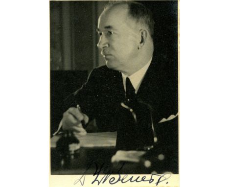 BENES EDVARD: (1884-1948) President of Czechoslovakia 1935-38, 1940-45 (in exile) & 1945-48. Vintage signed 4 x 6 postcard ph