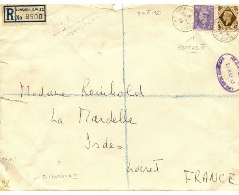 ELIZABETH II: (1926-   ) Queen of the United Kingdom 1952- . Autograph envelope signed, with her initials ER to the lower lef