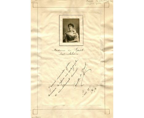 DU GAST CAMILLE: (1868-1942) French celebrity of the Belle Epoque, and one of the richest French widows of her time, known fo