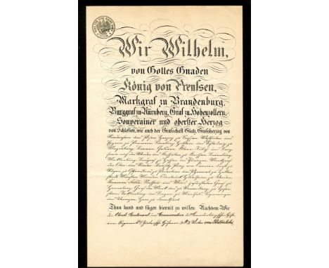 WILHELM II: (1859-1941) German Emperor &amp; King of Prussia 1888-1918. D.S., Wilhelm R, three pages, folio, Muncheberg, 19th