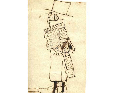 HUGO VICTOR:(1802-1885) French Poet and Novelist. Unusual sketch by Hugo, to a 3 x 4.5 clipped page. The black ink drawing sh