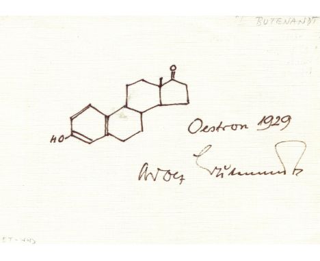 BUTENANDT ADOLF: (1903-1995) German Biochemist, Nobel Prize winner for Chemistry, 1939. An original pen and ink diagram signe