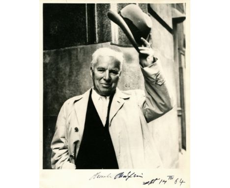 CHAPLIN CHARLES: (1889-1977) English Film Comedian, Academy Award winner. Vintage signed 8 x 10 photograph of Chaplin, in lat
