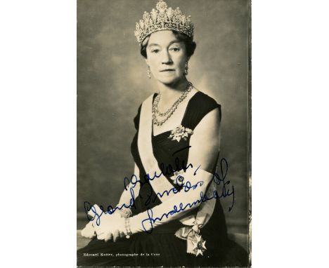 CHARLOTTE: (1896-1985) Grand Duchess of Luxembourg 1919-64. Vintage signed postcard photograph of the Grand Duchess seated in