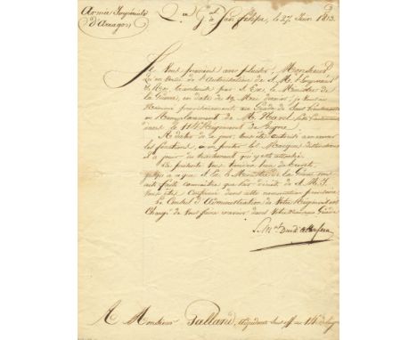 SUCHET LOUIS GABRIEL: (1770-1826) Marshal of France. Duc d´Albufera. One of the most brilliant of Napoleon´s Generals. L.S., 