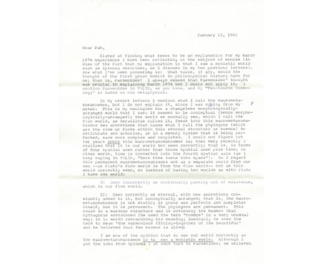 DICK PHILIP K.: (1928-1982) American Writer of Science Fiction, considered a master of dystopian fiction. A lengthy, interest