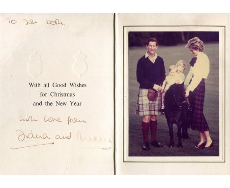 CHARLES &amp; DIANA: CHARLES (1948- ) Prince of Wales &amp; DIANA (1961-1997) Princess of Wales. Signed Christmas greetings c