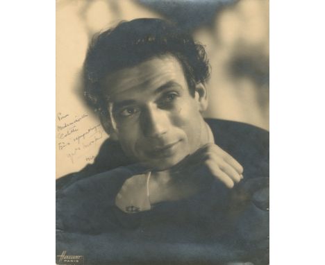 MONTAND YVES: (1921-1991) French-Italian Actor and Singer. Rare vintage signed and inscribed large 9.5 x 11.5 (24cm x 29.5cm)