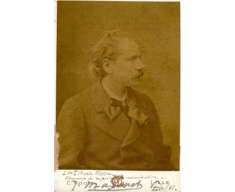 MASSENET JULES: (1842-1912) French Composer. A good vintage signed and inscribed 4 x 7 cabinet card photograph, the sepia ima