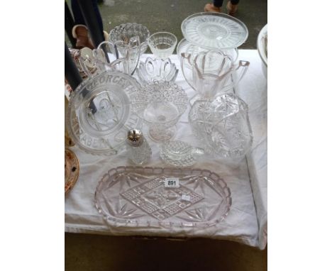 A good selection of vintage moulded glass including vases &amp; cake stands etc.