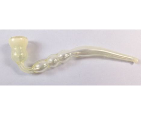 A Victorian vaseline glass pipe