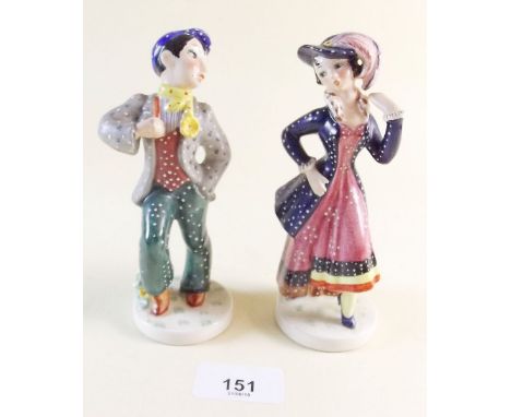 A pair of Goebel figures as Pearly King and Queen - 14cm