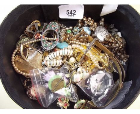 A box of vintage costume jewellery