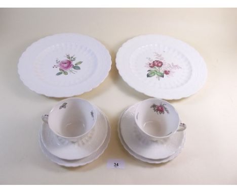 A Spode Billingsley Rose tea and dinner service comprising: six dinner plates, six tea plates, six cups and saucers