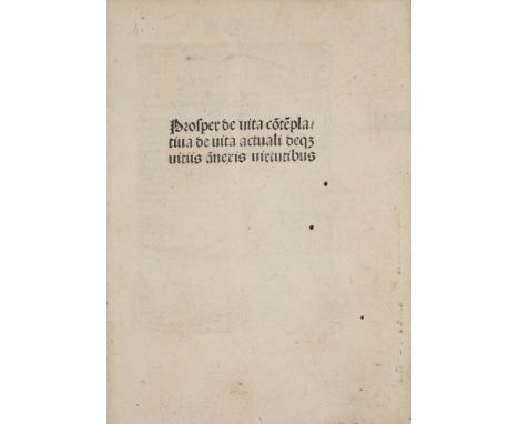 (Julianus Pomerius). De vita contemplativa. Inkunabel aus Speyer mit zeitgenössischem Besitzeintrag. (Speyer, Drach,) 1486. 5