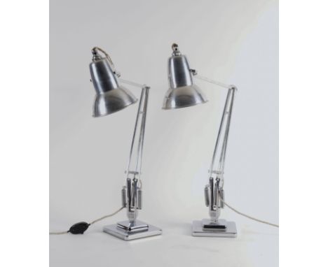 A PAIR OF HERBERT TERRY CHROME ANGLEPOISE LAMPS (2)20th Century
Each on square stepped bases, with ‘Made by Herbert Terry & S