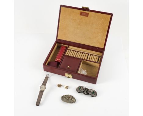 A COLLECTION OF JEWELLERY (9)To include a Tissot watch, a paste bracelet, a paste brooch, a pair of cufflinks in an antique C