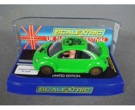 Scalextric - Limited edition VW Beetle number 41 of only 60 produced for the UK Slot Car Festival 2015. The car appears Mint 
