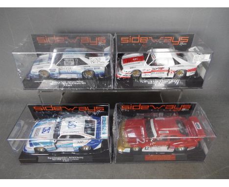 Sideways - 4 x slot cars including 2 x Ford Mustang Turbo and 2 x Ford Capri Zakspeed Group 5 racing cars. # SW46, # SW49, # 