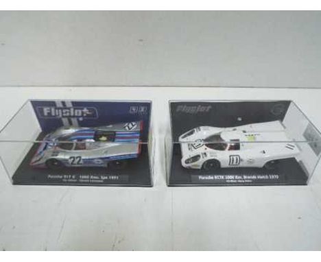 Flyslot - 2 x Porsche 917K slot cars # 005103, # 005105 in perspex display cases. Both cars appear Mint in Near Mint cases wi