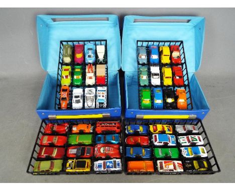 Matchbox - Corgi - 2 x Matchbox carry cases complete with 4 x trays and 48 x cars including Corgi Juniors James Bond Aston Ma