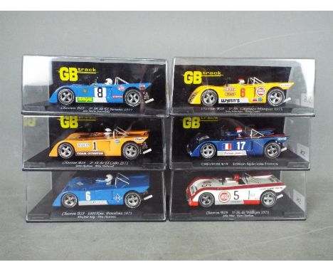 GB track - A group of 6 x Chevron B19 slot car models including Jody Scheckters 1971 car, an Edition Speciale France edition,