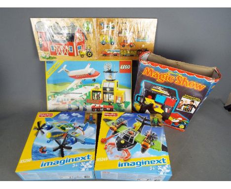 Lego - Fisher Price - A collection of toys and games including Lego # 6392 Airport set and a quantity of play track, 2 x Fish