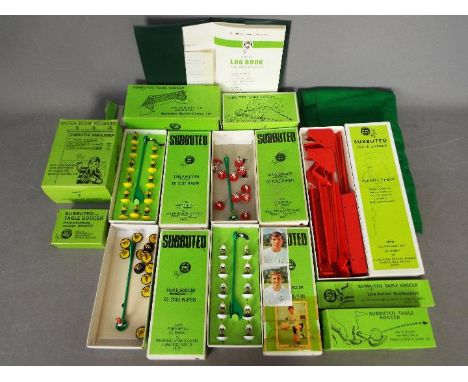 Subbuteo - A squad of boxed Subbuteo teams and accessories. Lot includes Brazil; Tottenham Hotspurs; C104 Photographers Train