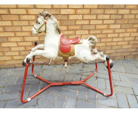 Mobo - A vintage Mobo Prairie King rocking horse on springs. The item appears to be in Good overall dusty condition with sign