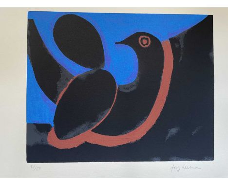 Josef Herman OBE RA. “Night” (Blue). lithograph in 7 colours issue 21/50. Donated by the Herman family. 