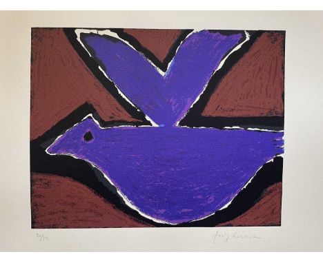 Josef Herman OBE RA. “Dusk” (Purple). lithograph in 7 colours issue 21/50. Donated by the Herman family.Josef Herman was awar
